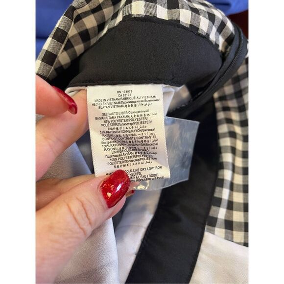 BCBGeneration Black & White Gingham Cut Out Wide Leg Jumpsuit Sz 10 NWT - Picture 11 of 11